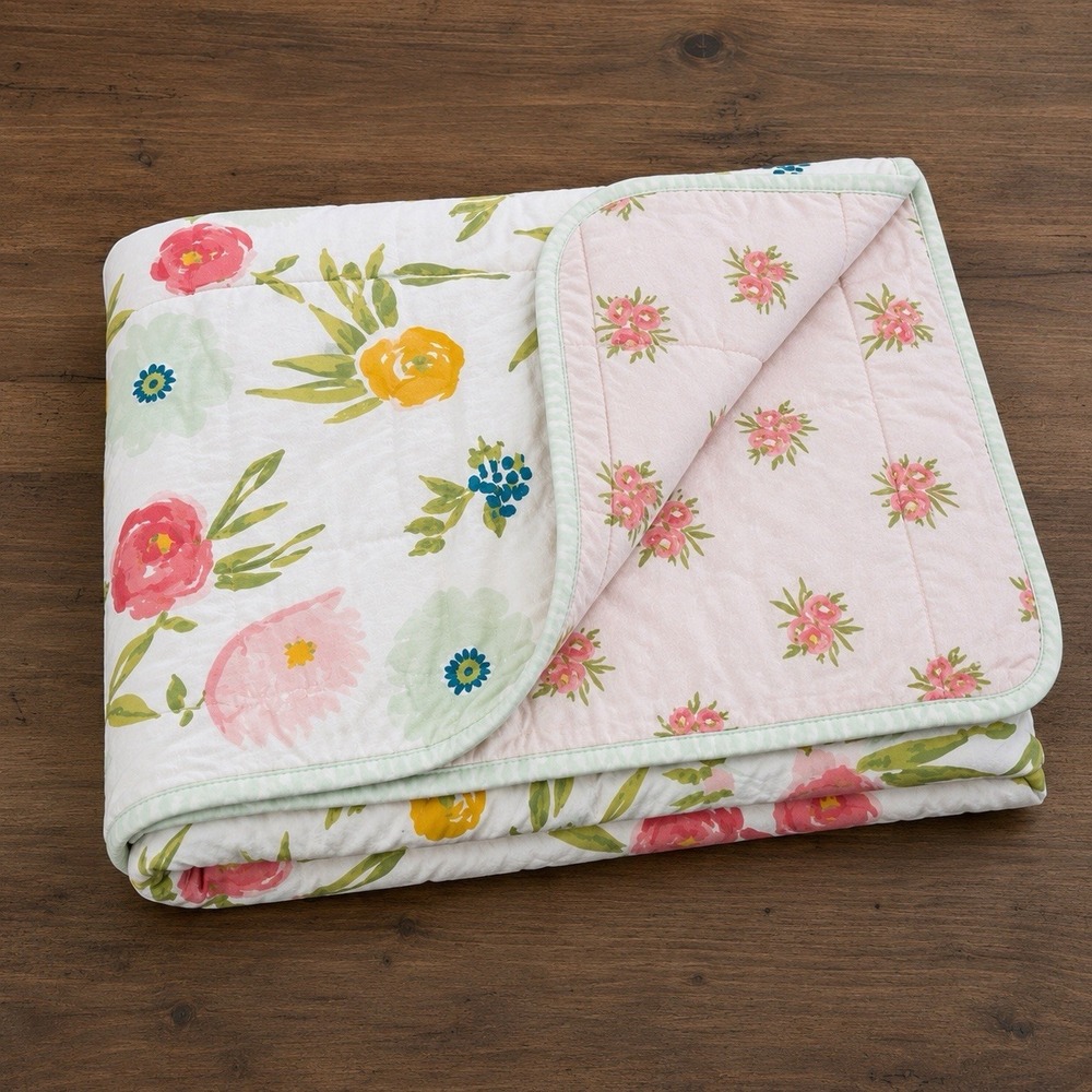 Target Cloud Island Floral Field Baby Blanket Quilted Reversible Flowers Pinks
